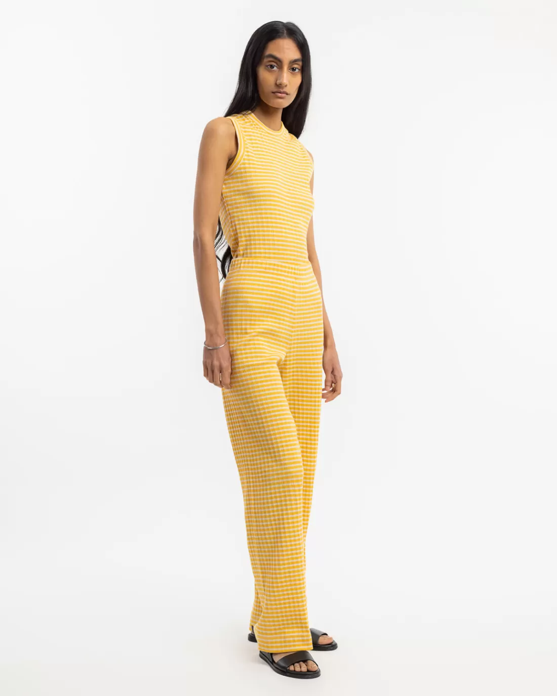Pants & Shorts | Rotholz Ribbed Lounge Pant Yellow/Sand Stripe